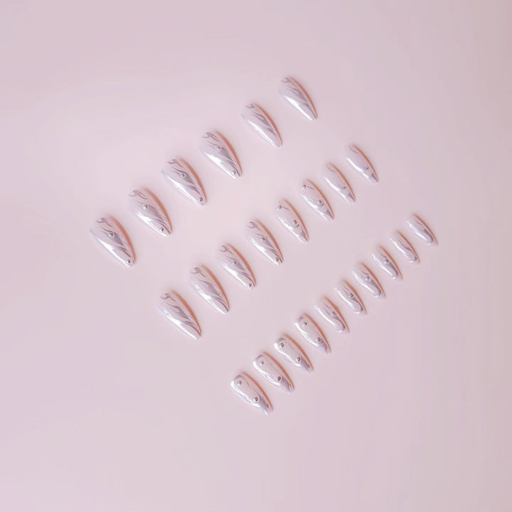 Nail set with elegant water drop design and 3D accents Stornfield
