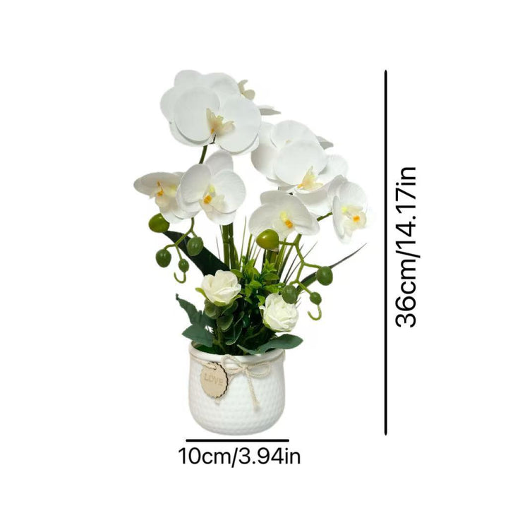 Elegant Faux Orchid and Rose Plant Arrangement for Decor