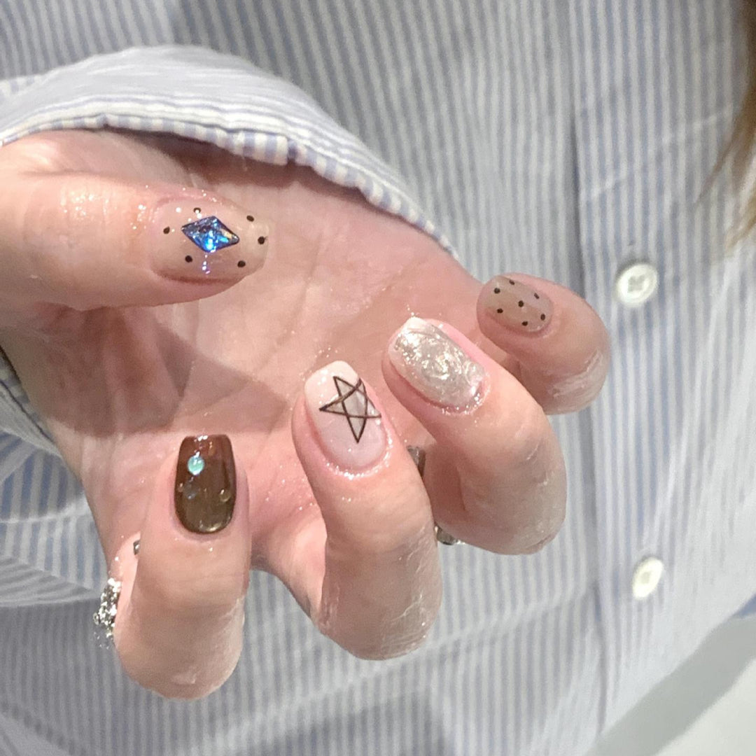 Artificial Nail Set with Creative Geometric and Sparkling Accents Stornfield