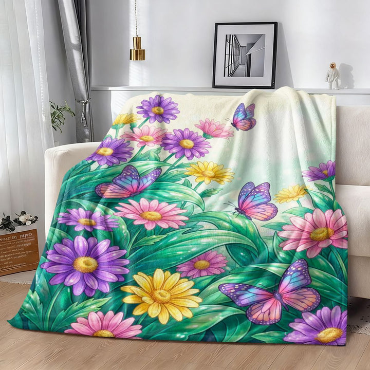 Vibrant Floral Print Throw Blanket