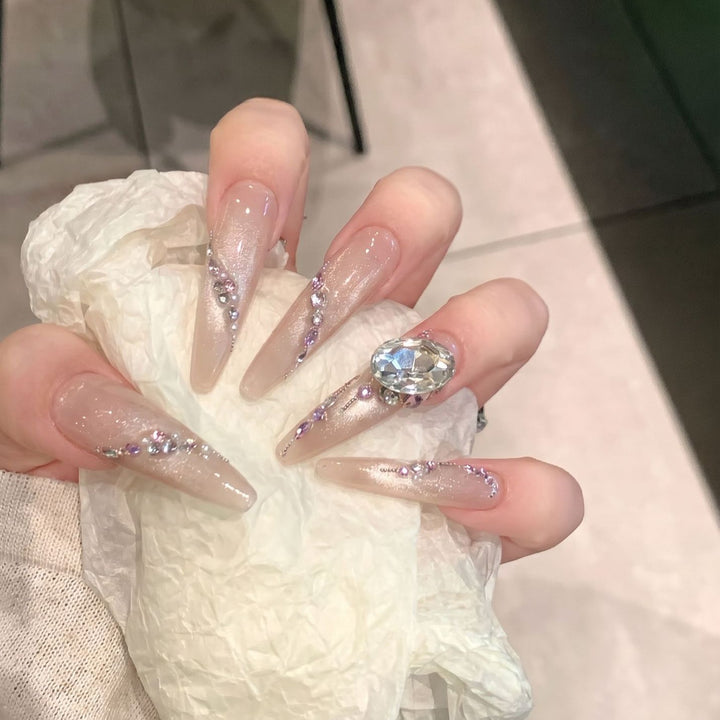 Glamorous Rhinestone-Embellished Stiletto Press-On Nails Stornfield