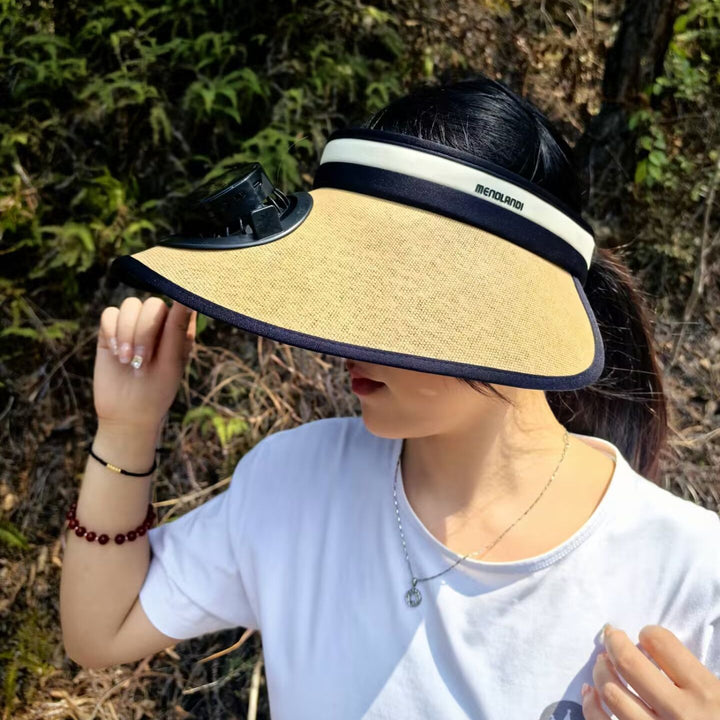 Sun protection visor with solar powered fan Stornfield