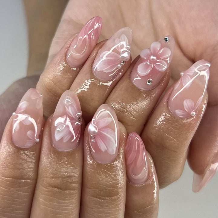 Artistic Nail Extensions with Floral Design Stornfield