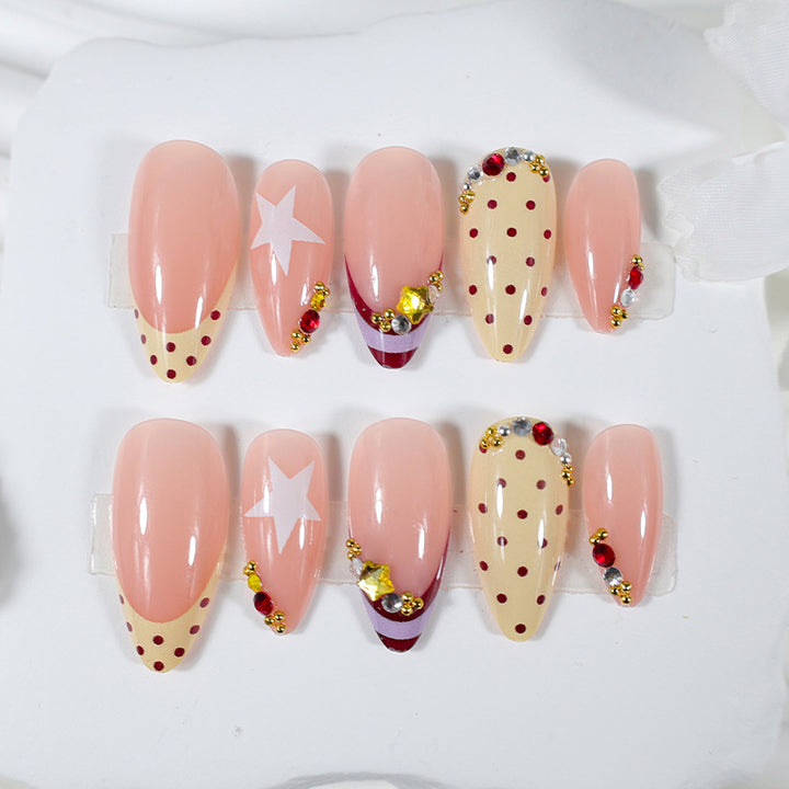 Acrylic Nail Set with Luxurious Accents and Creative Designs Stornfield