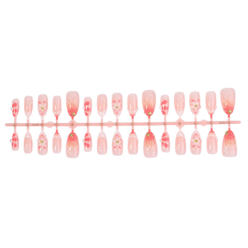 Elegant artificial nail set with floral and gradient patterns Stornfield