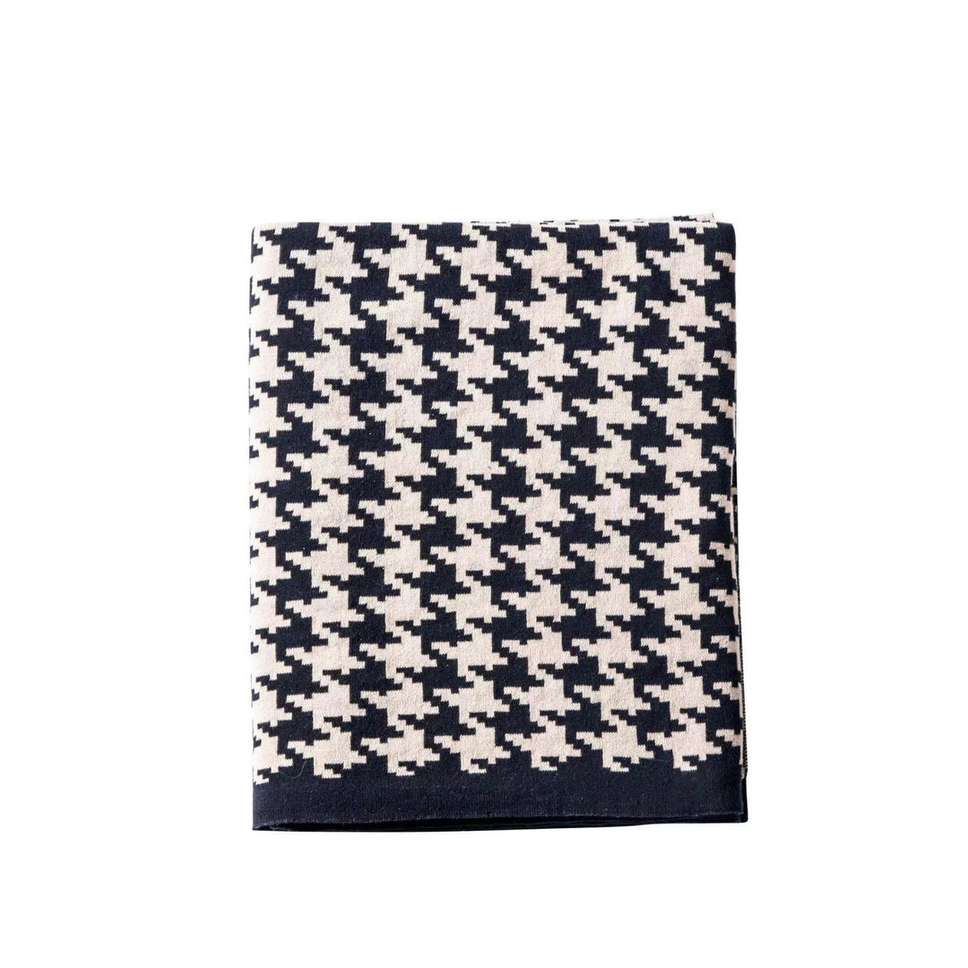 Houndstooth Knit Throw Blanket