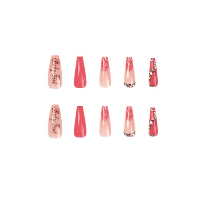 Artificial nail art with luxurious rhinestone and flower decorations Stornfield