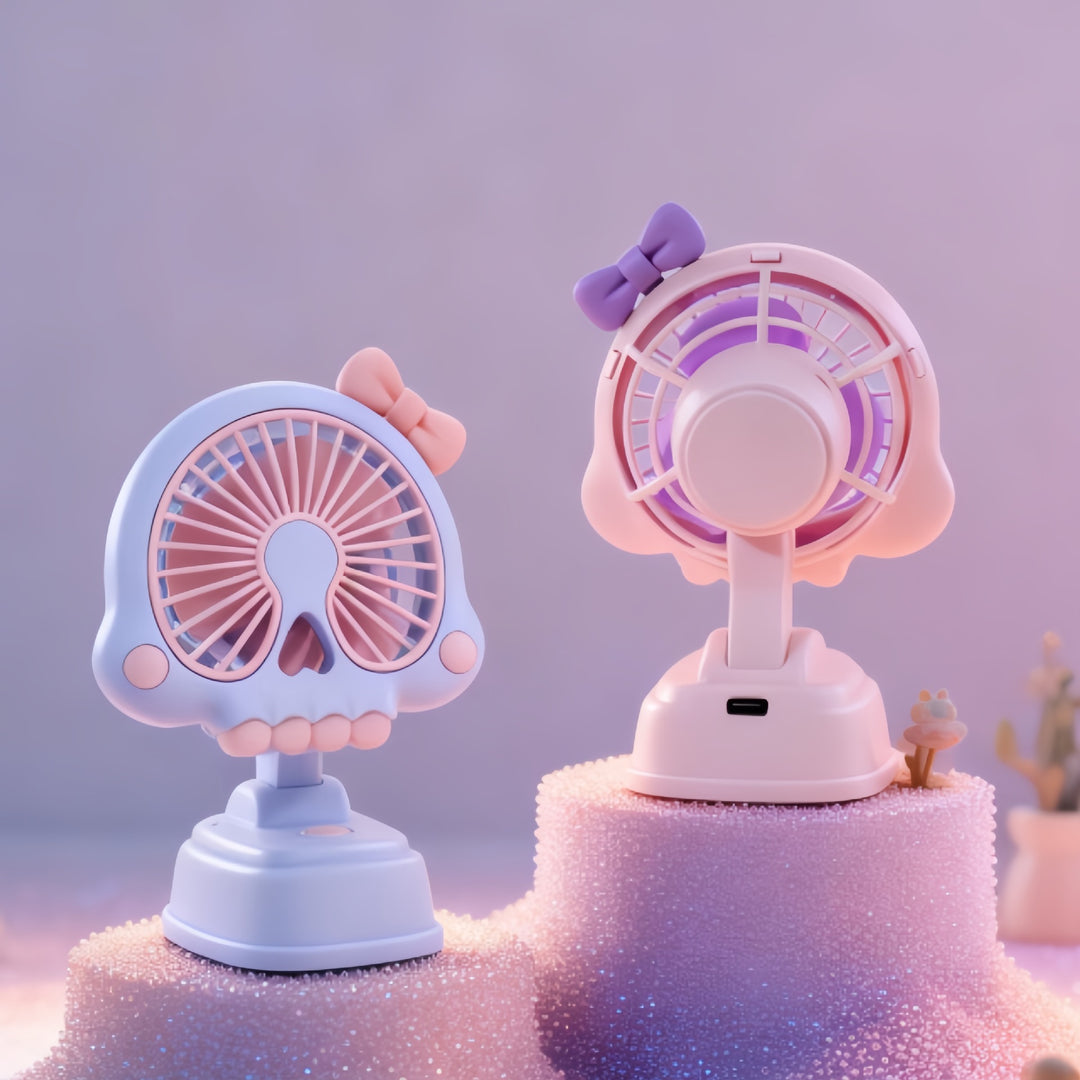 Ladies Portable Hand Fan in Unique Skull Design Stornfield