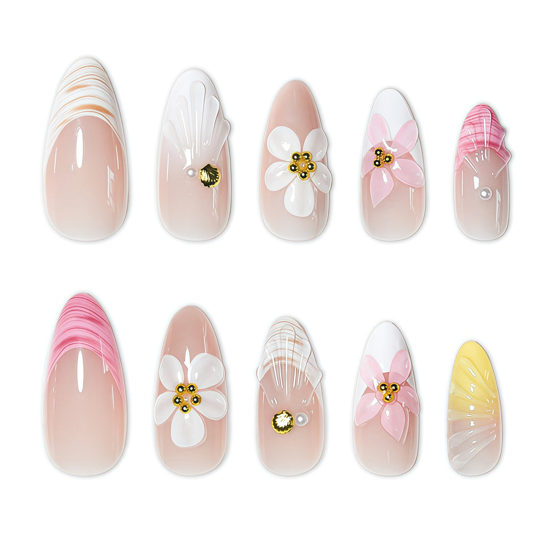 Floral Design Acrylic Press-On Nails Stornfield