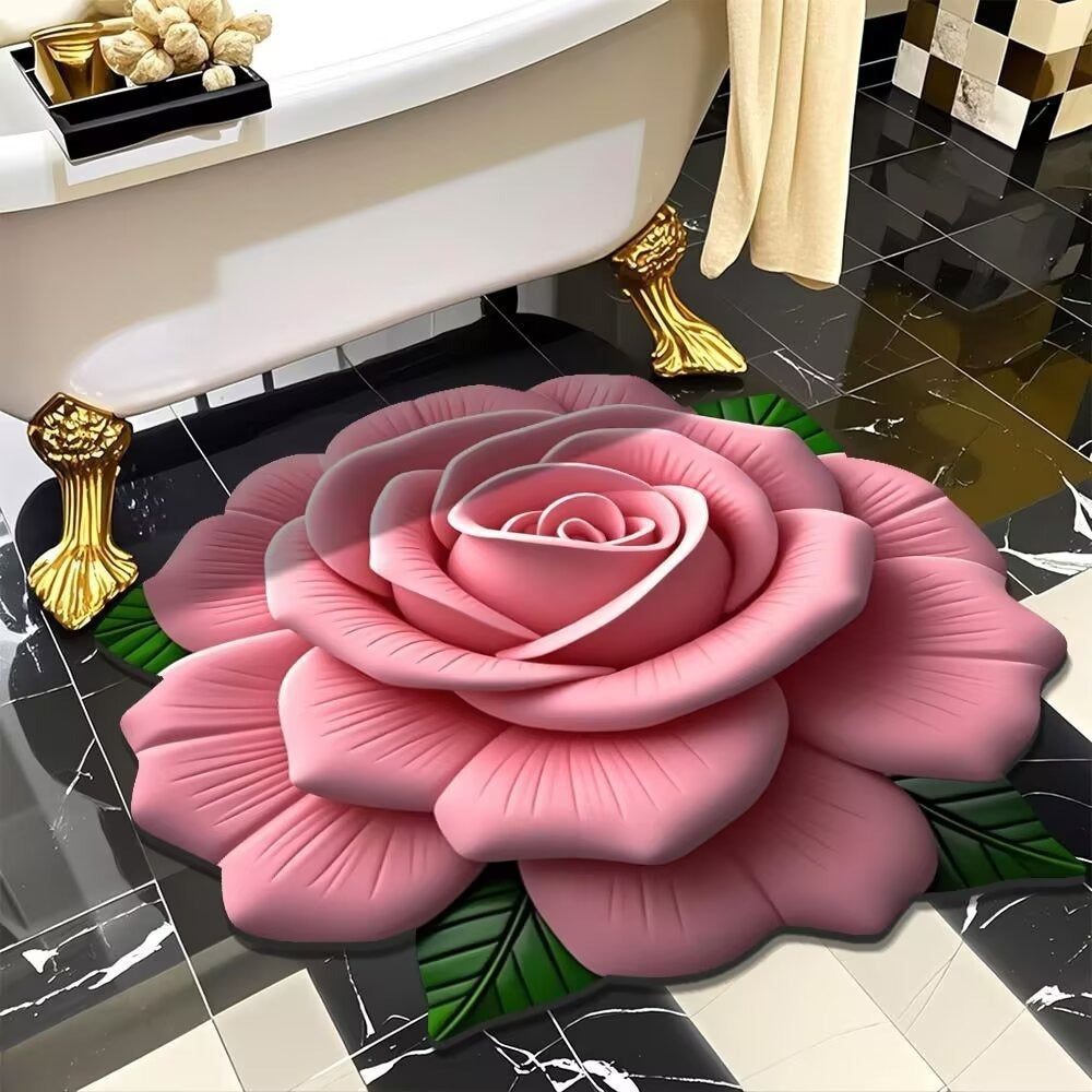 3D Floral Design Bath Mat