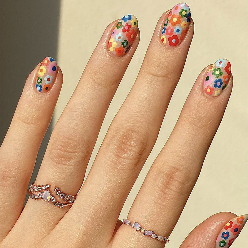 Vibrant Floral-Themed Press-On Nails Stornfield