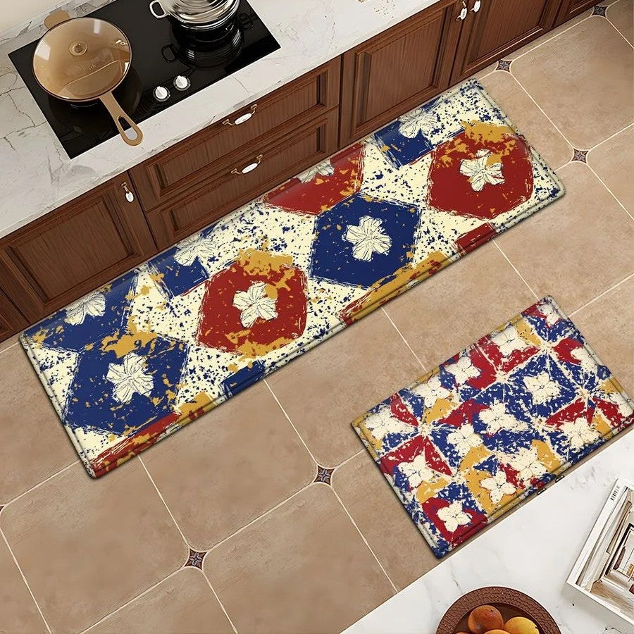 Floral Pattern Kitchen Runner Mat