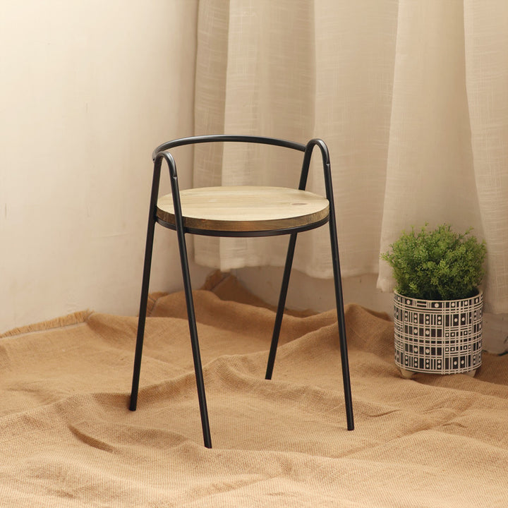 More modern stool with wooden seat Stornfield