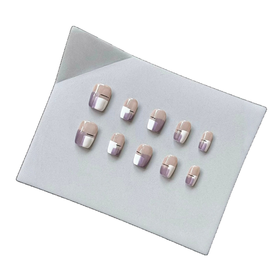 Premium Press-On Nail Set with Modern Geometric Design