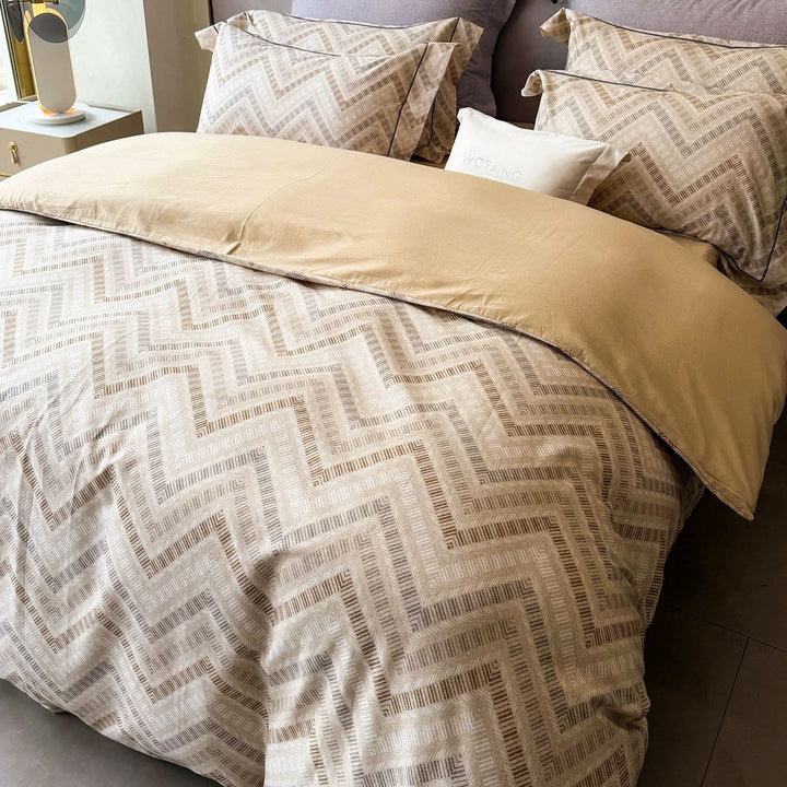 Reversible Brushed Cotton Plaid Duvet Cover Set with Solid Back and Oxford Pillowcases