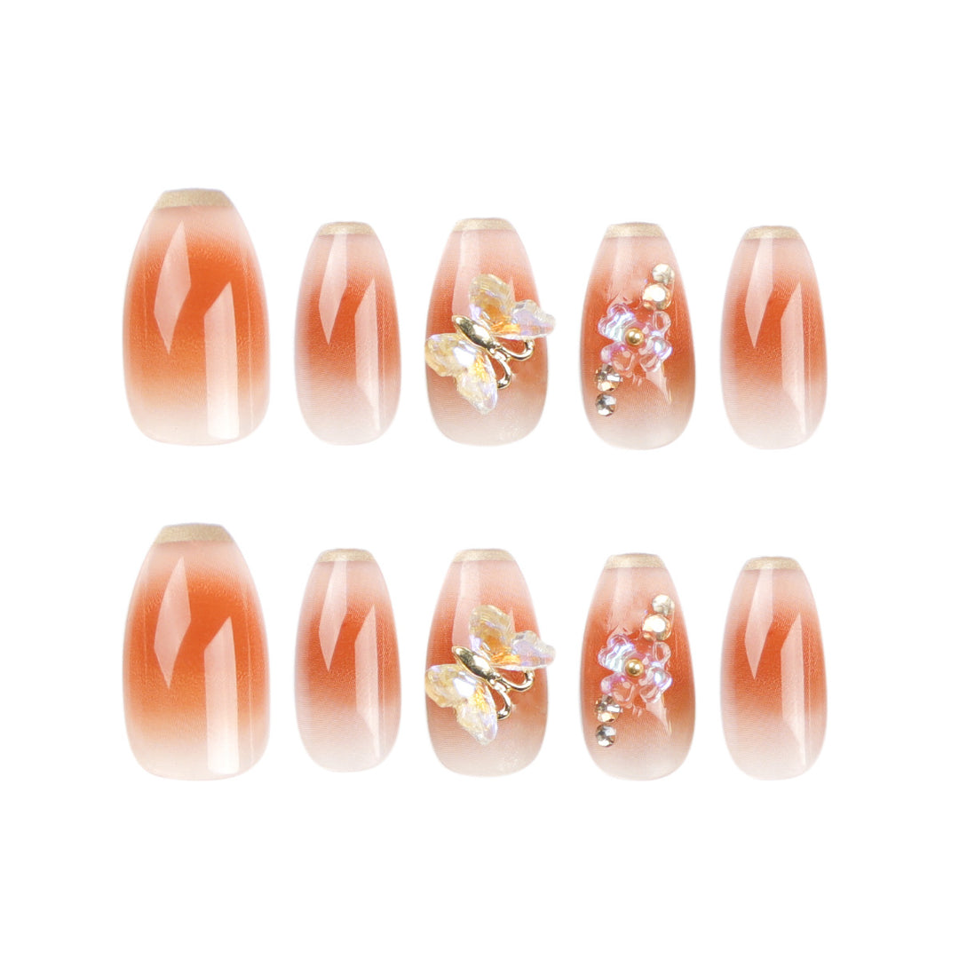Artful Nail Extensions with intricate flower and glitter details Stornfield