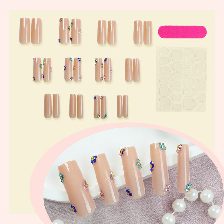 Decorative Press-On Nail Set with Floral and Gem Accents Stornfield 1788496020
