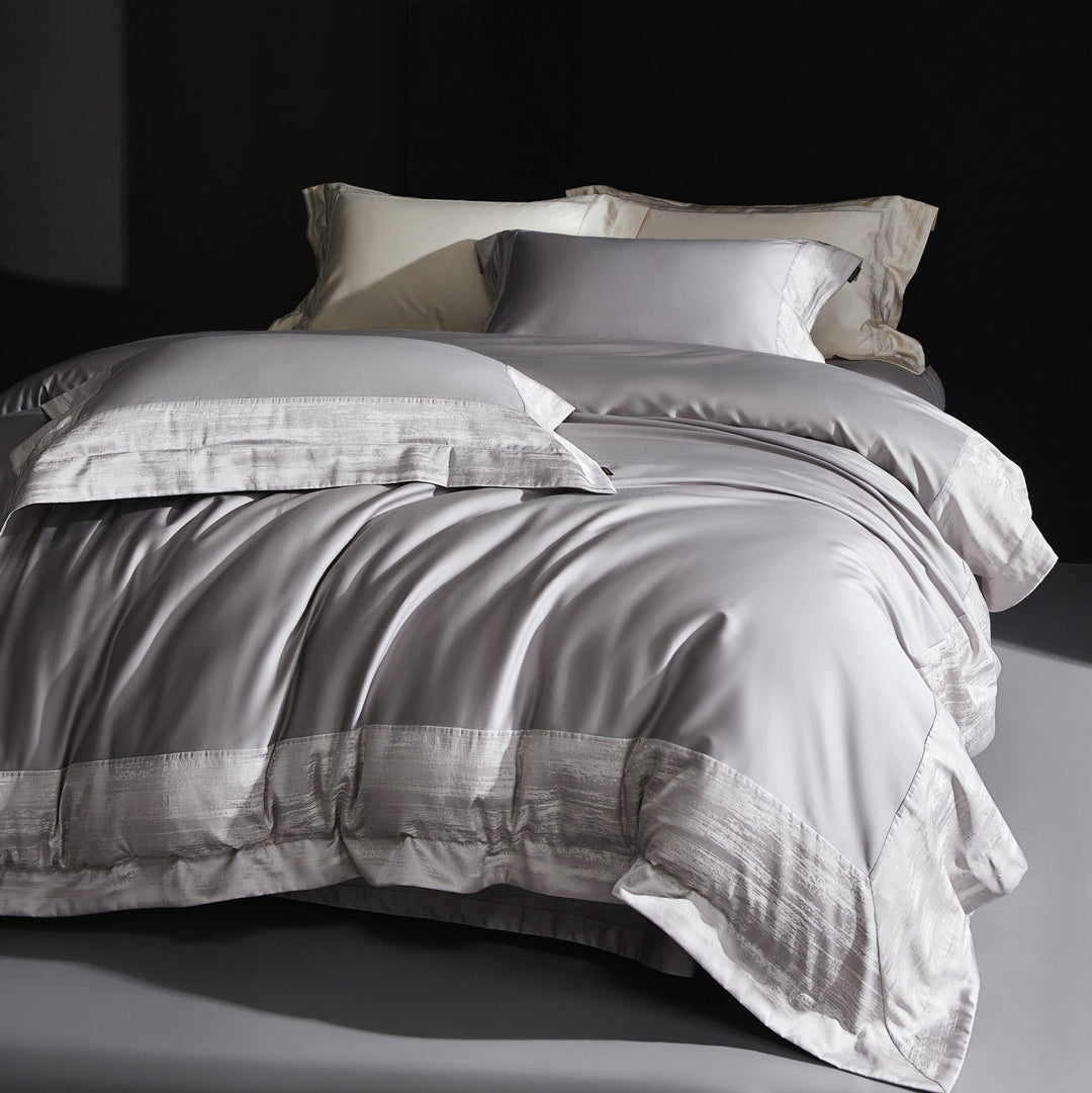 Luxury Sateen Duvet Cover Set with Silk-Feel Finish and Hemstitch Detail