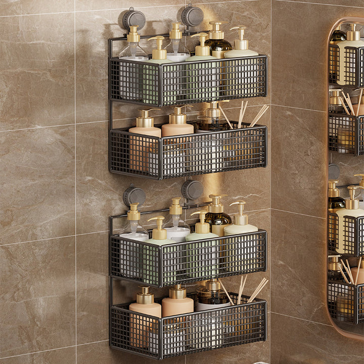 Suction-Mounted Double Mesh Shower Caddy Organizer