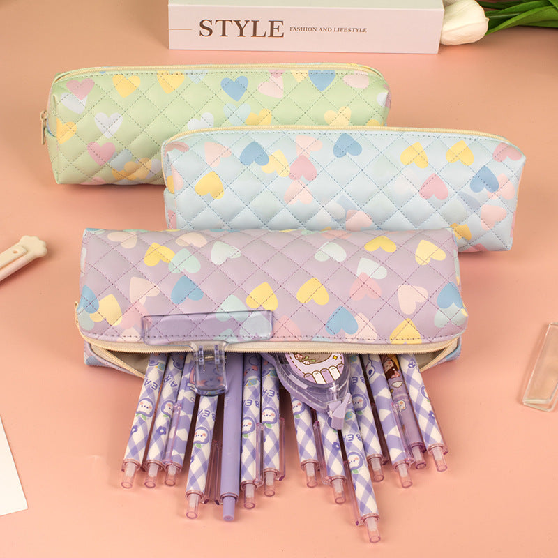 Quilted Heart Pattern Pencil Case Stornfield