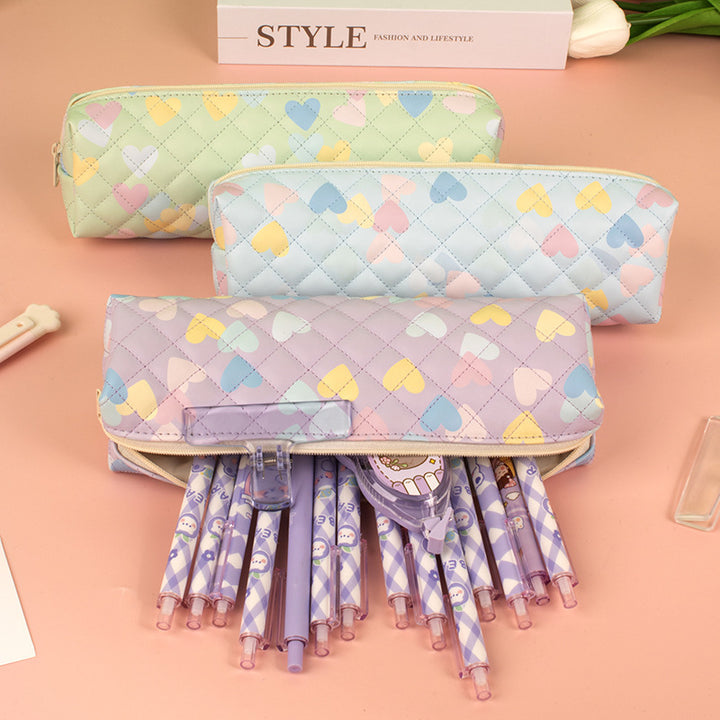 Quilted Heart Pattern Pencil Case Stornfield