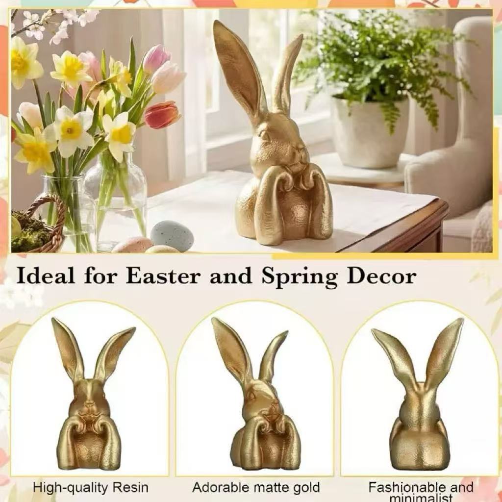 Decorative Golden Rabbit Sculpture Stornfield