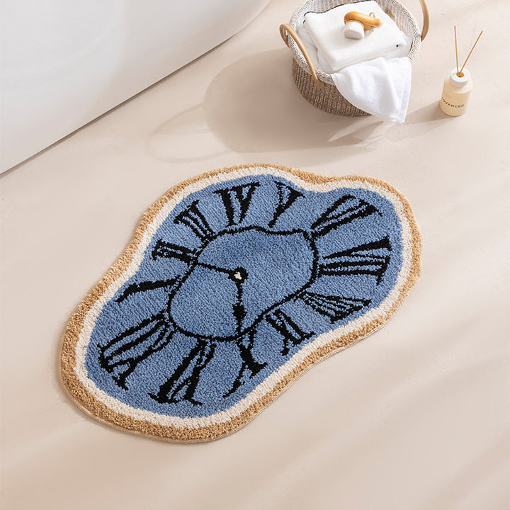 Decorative Clock-Inspired Bath Mat for Bathroom