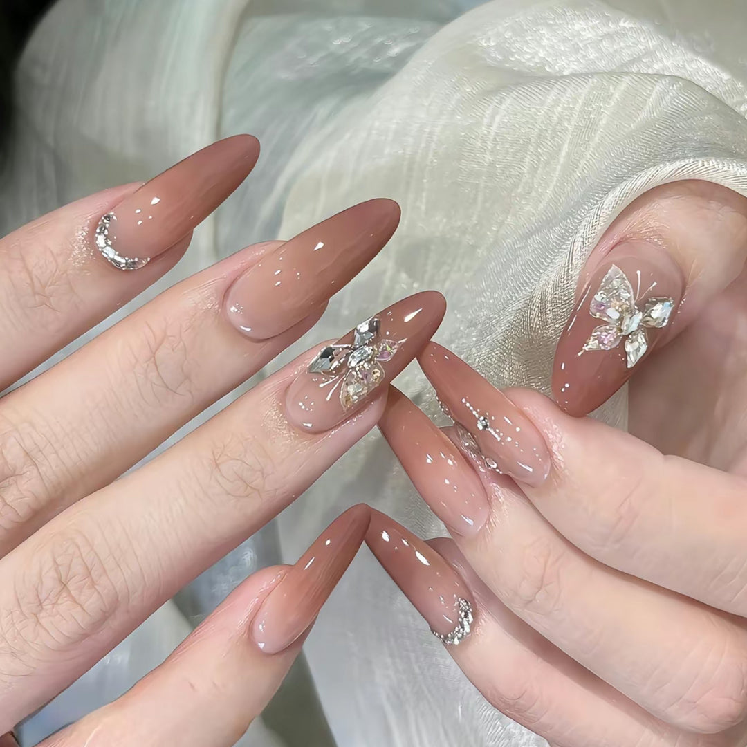 Elegant Stiletto Press-On Nails with Embellished Designs Stornfield