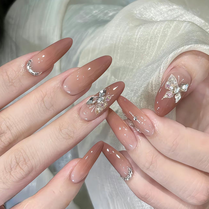 Elegant Stiletto Press-On Nails with Embellished Designs Stornfield