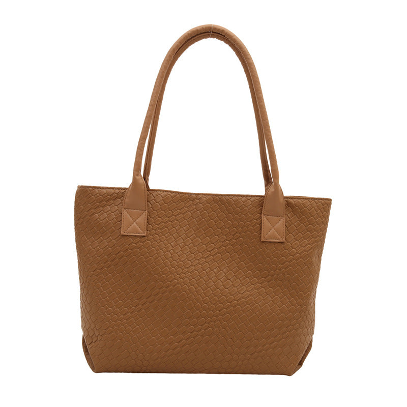 Woven Textured Tote Handbag