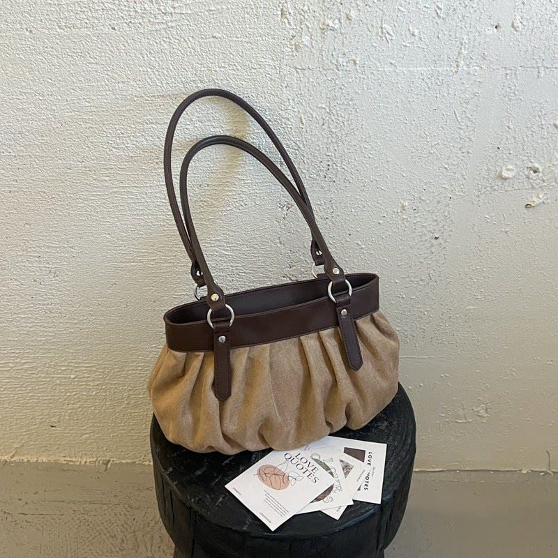 Gathered Suede Handbag