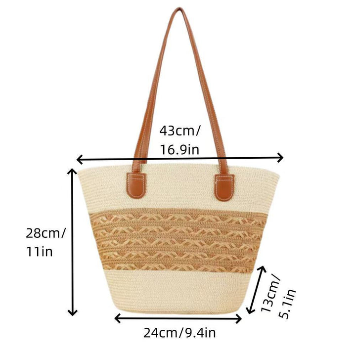 Fashionable rustic shopper with chic leather handles Stornfield