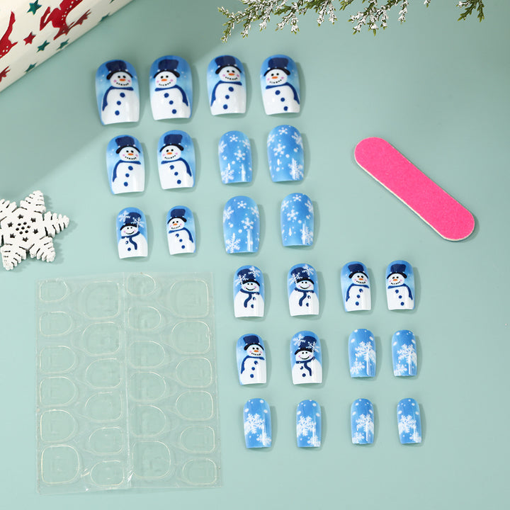 Artificial nails with wintry snowman design Stornfield