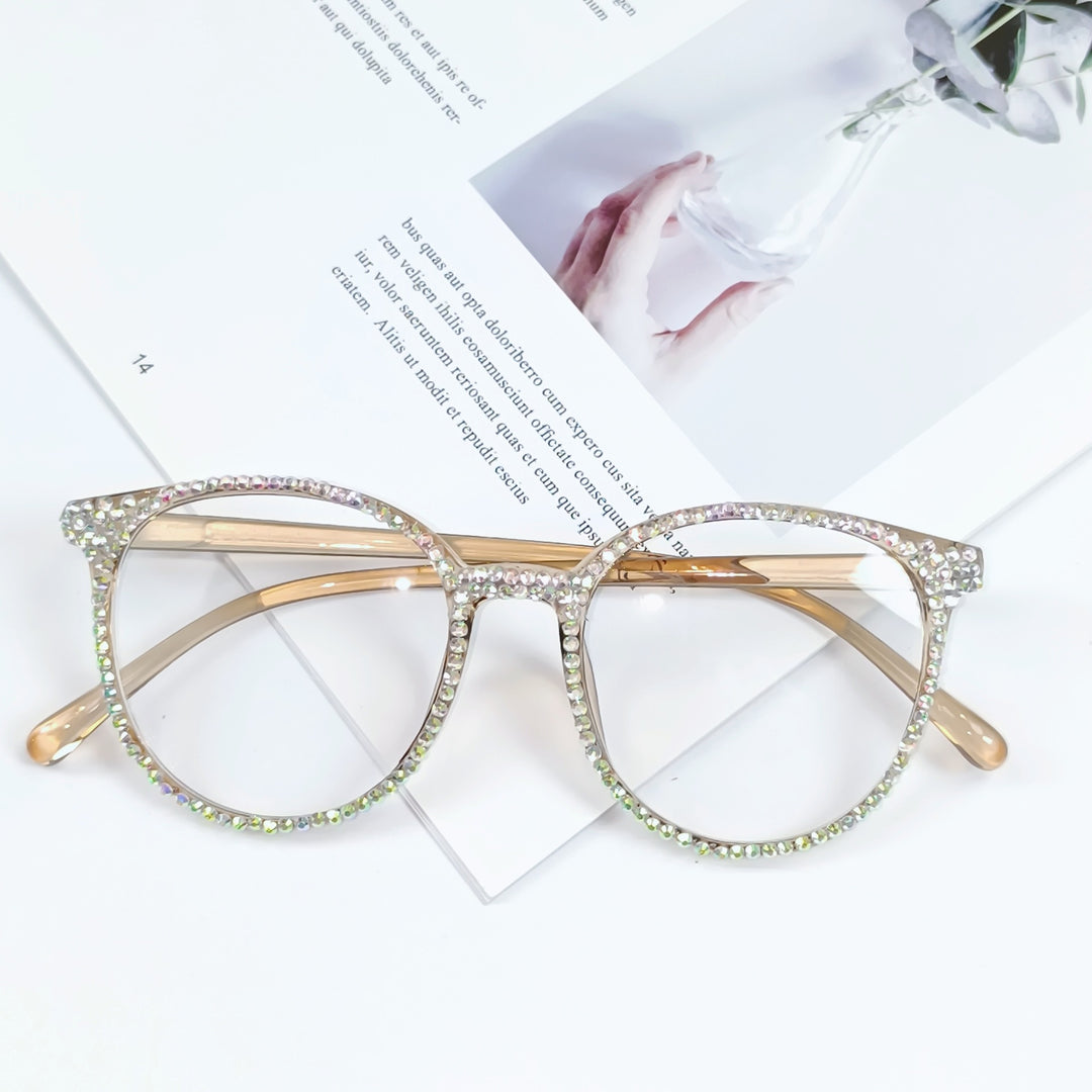 Women Stylish Cat Eye Glasses with Sparkling Rhinestone Trim Stornfield