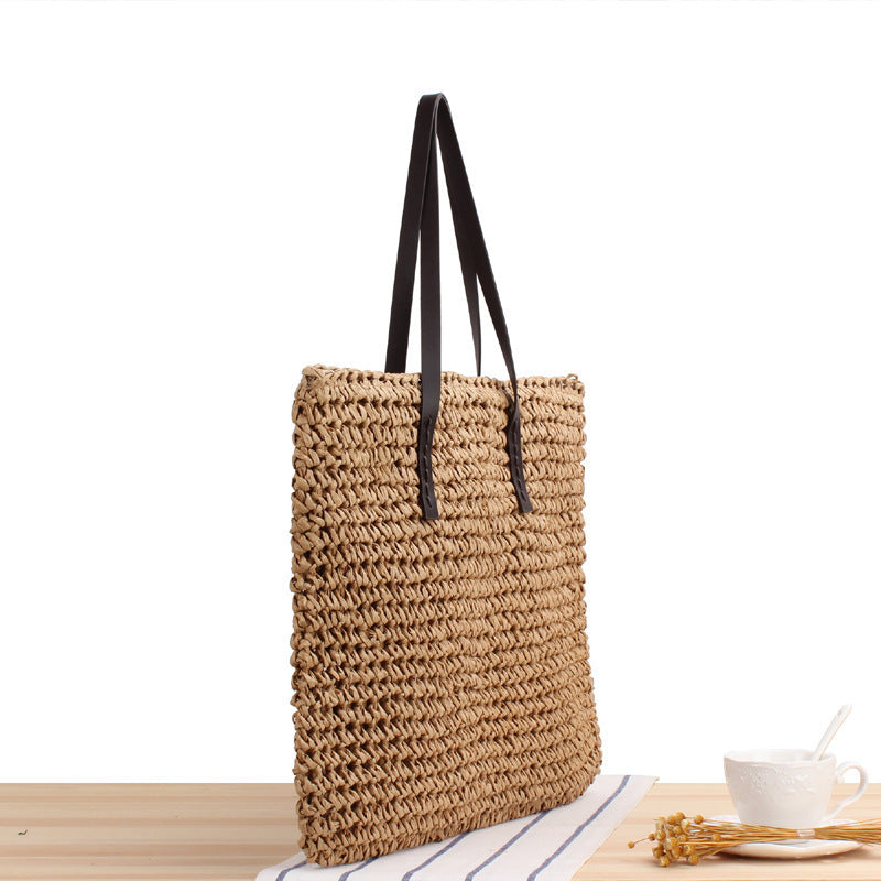 Timeless wicker tote bag with leather handles Stornfield