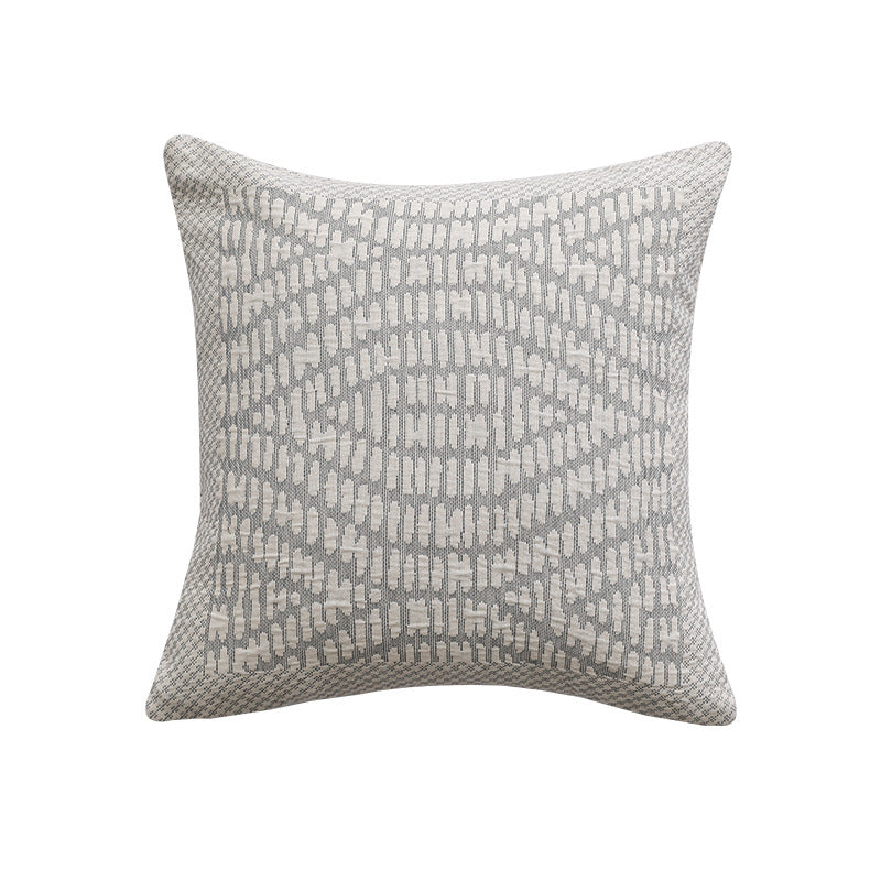 Square sofa decorative cushion with fine woven relief structure and central circle ornament
