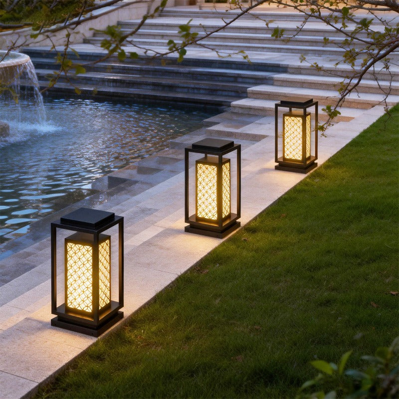 Japanese-Inspired LED Outdoor Lantern With Wooden Frame Stornfield