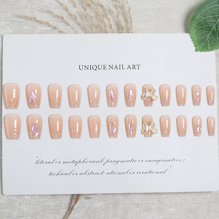Acrylic Nail Set with Glitter and 3D Butterfly Decorations Stornfield