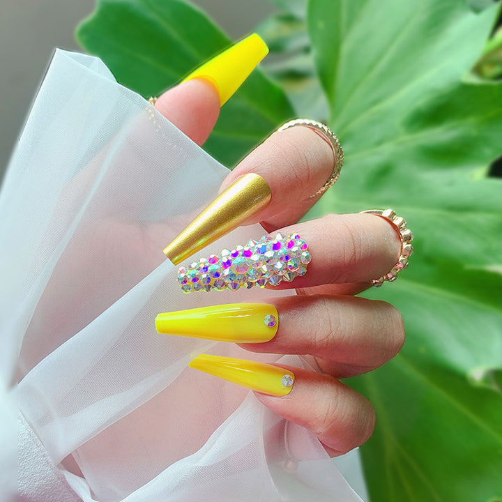 Decorative Stiletto Nail Extensions with Rhinestones