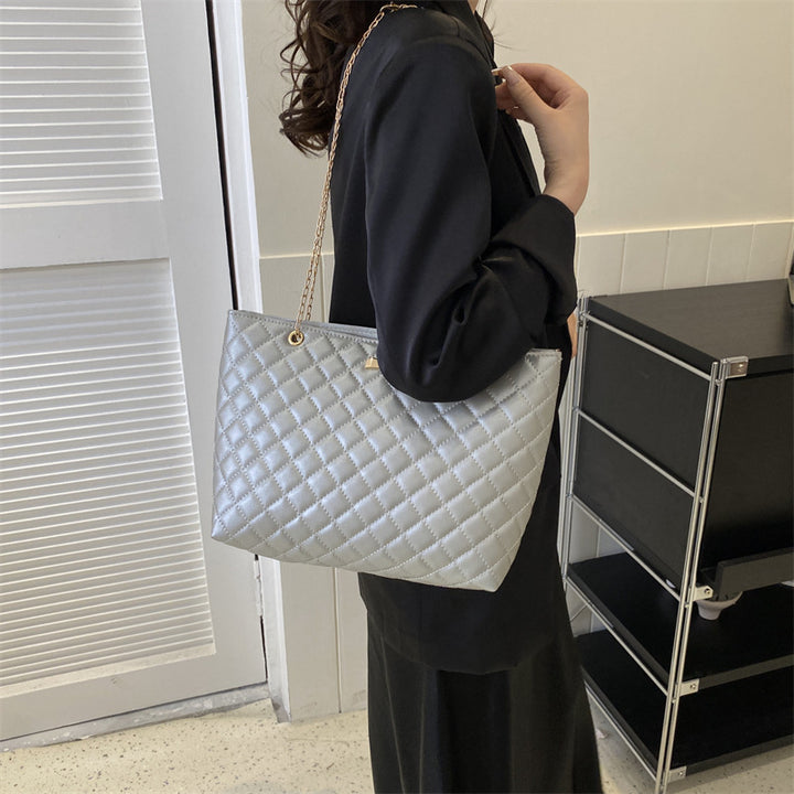 Quilted Chain-Handle Handbag