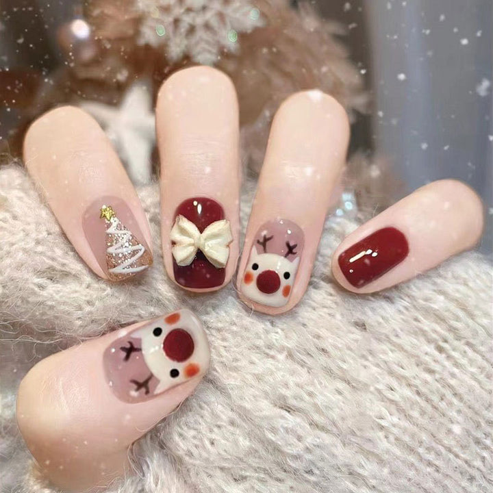 Festive Winter-Themed Press-On Nail Set Stornfield
