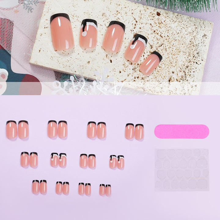 Art nail set with stylish French tip and elegant accents Stornfield