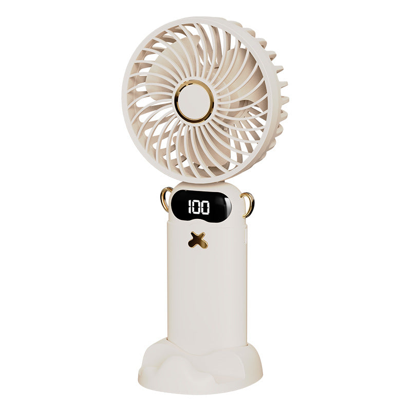 Cooling rechargeable handheld mini fan with digital battery display and cute desktop stand Stornfield