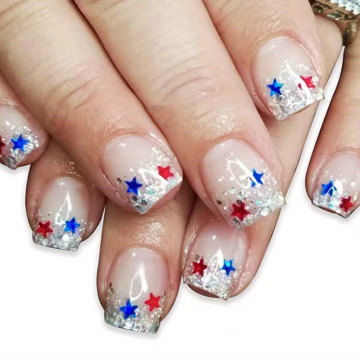 Star-Embellished Glitter Tips Press-On Nails Stornfield
