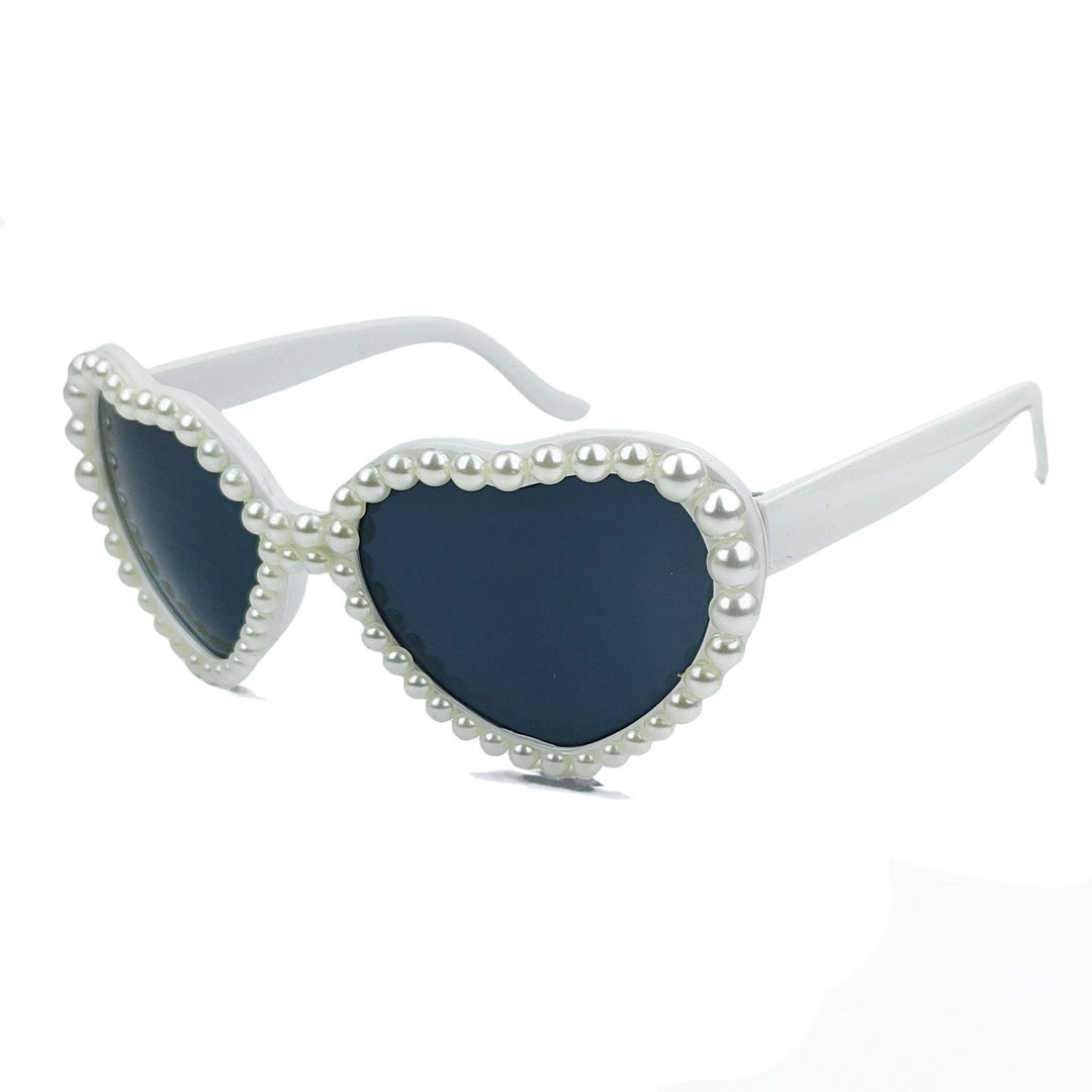 Women's Heart-Shaped Sunglasses with Glitter Stone Trim Stornfield