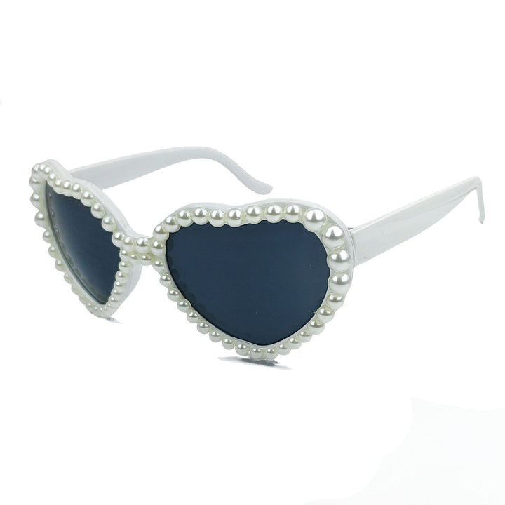 Women's Heart-Shaped Sunglasses with Glitter Stone Trim Stornfield
