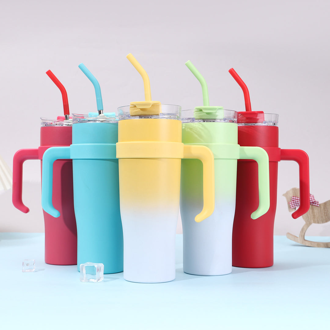 Women Insulated Mug with Plastic Handle and Integrated Straw Stornfield