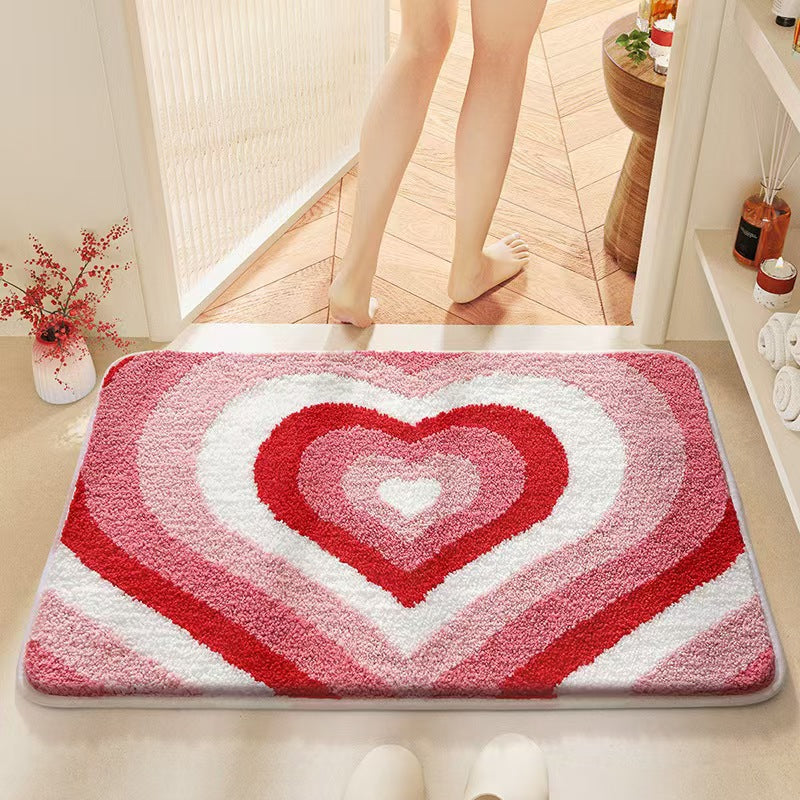 Heart-Shaped Plush Bath Mat