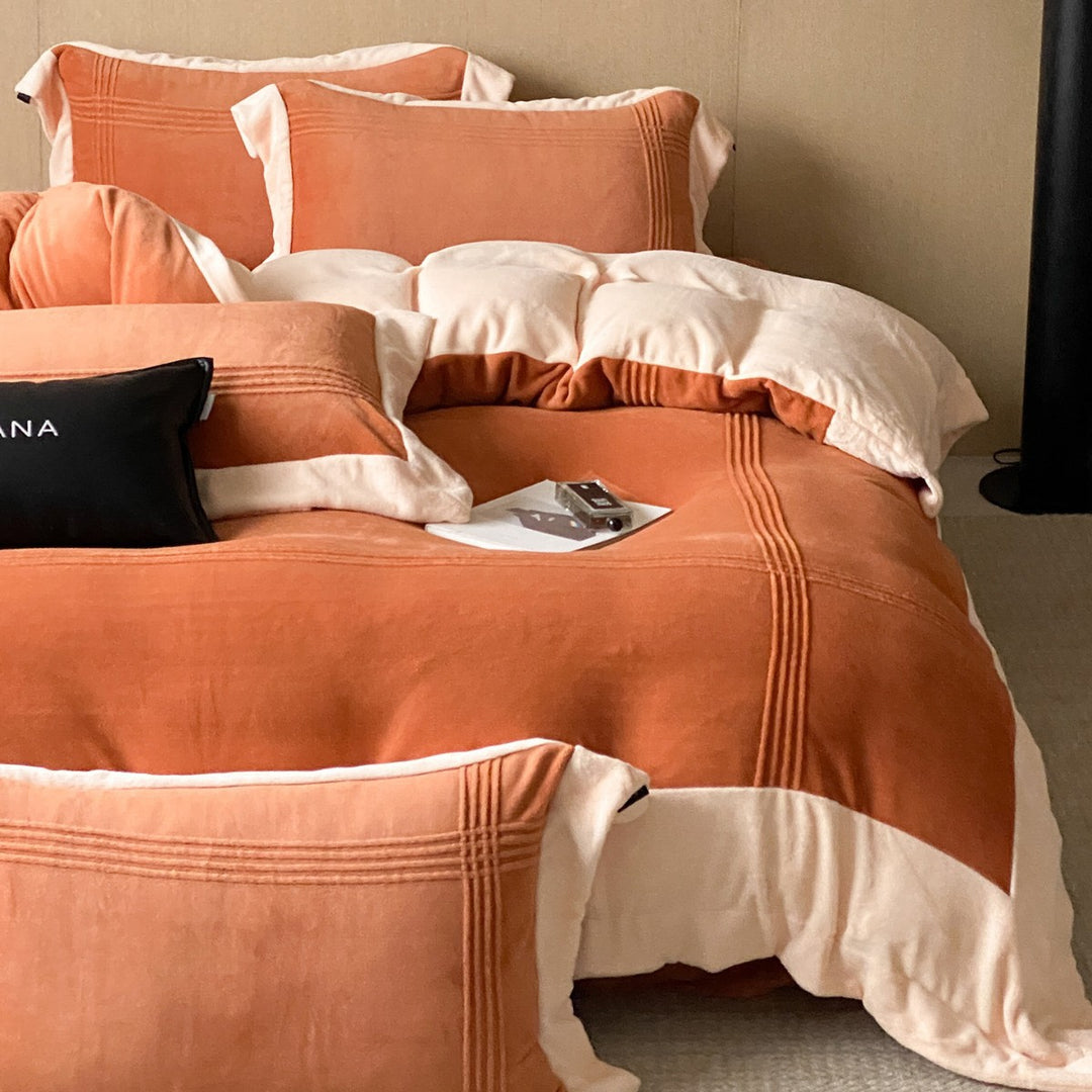 Linen-Blend Pintuck Duvet Cover Set with Matching Pillow Shams