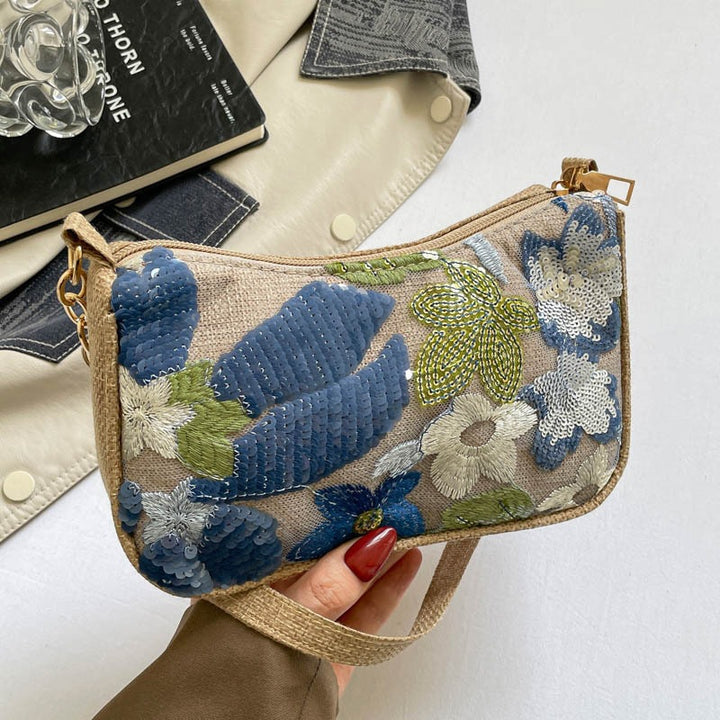 Embroidered Floral Evening Clutch